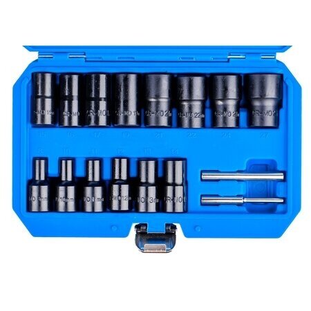 Pažeistų veržlių atsukėjų rinkinys 16vnt. 1/2"  8-27mm 2