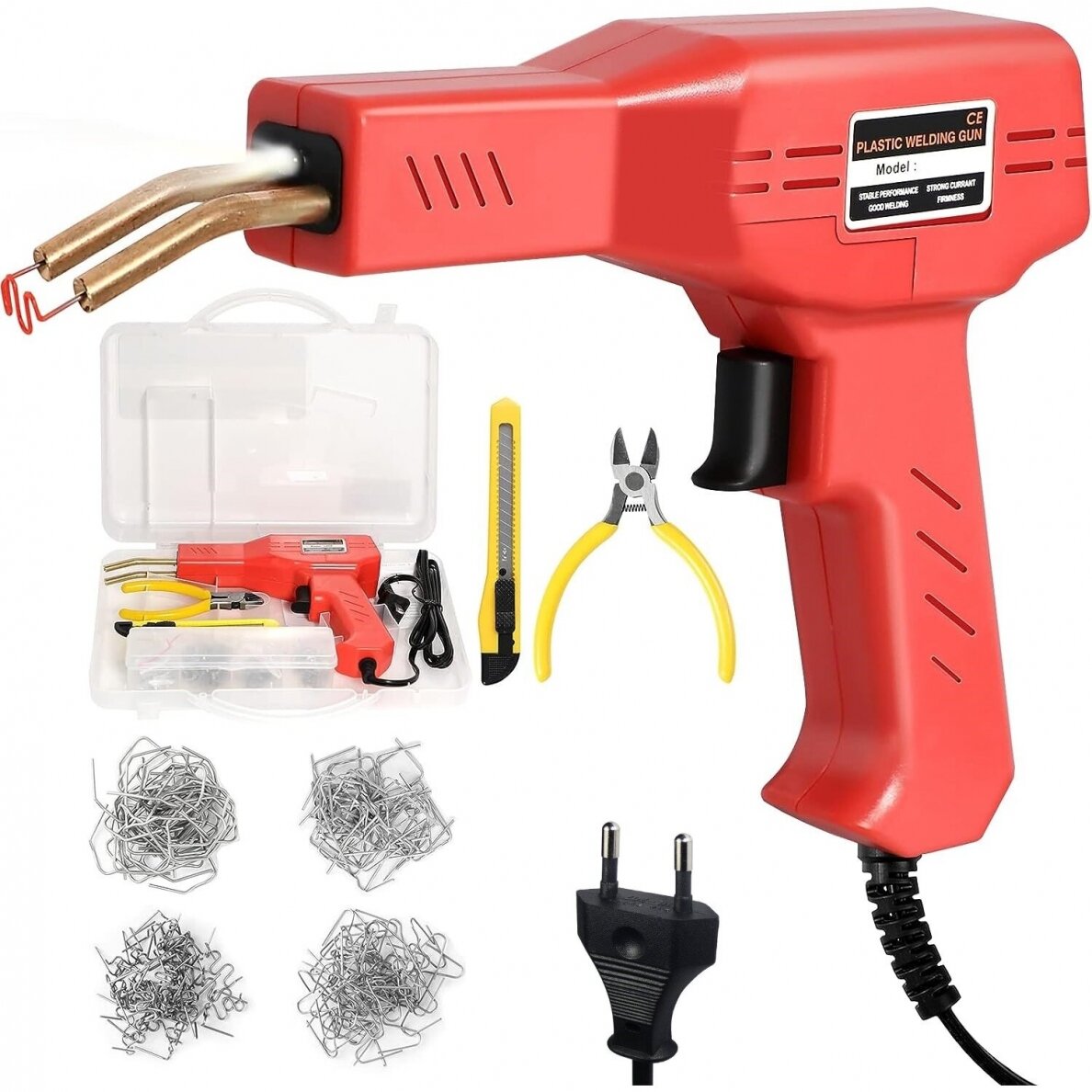 Plastiko suvirinimo aparatas 50W su kabėmis (200vnt) rinkinys Plastiko suvirinimo aparatas 50W su kabėmis (200vnt) rinkinys