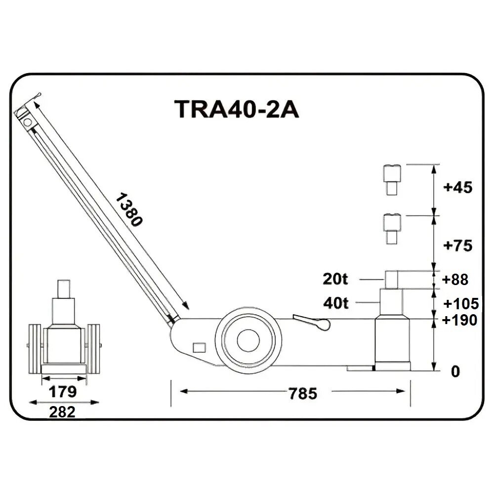 Pneumo-hidraulinis domkratas 40t/20t 3 Pneumo-hidraulinis domkratas 40t/20t 3