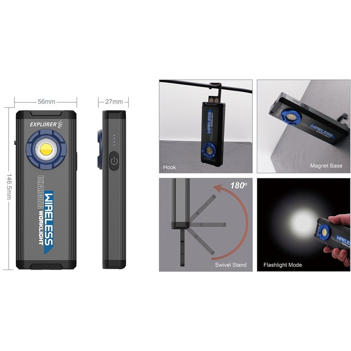 Prožektorius darbui COB LED (su belaidžio įkrovimo stotele)  5