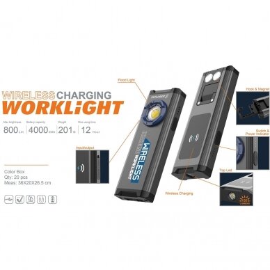 Prožektorius darbui COB LED (su belaidžio įkrovimo stotele)  4