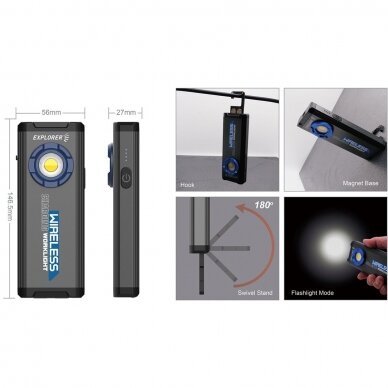 Prožektorius darbui COB LED (su belaidžio įkrovimo stotele)  5
