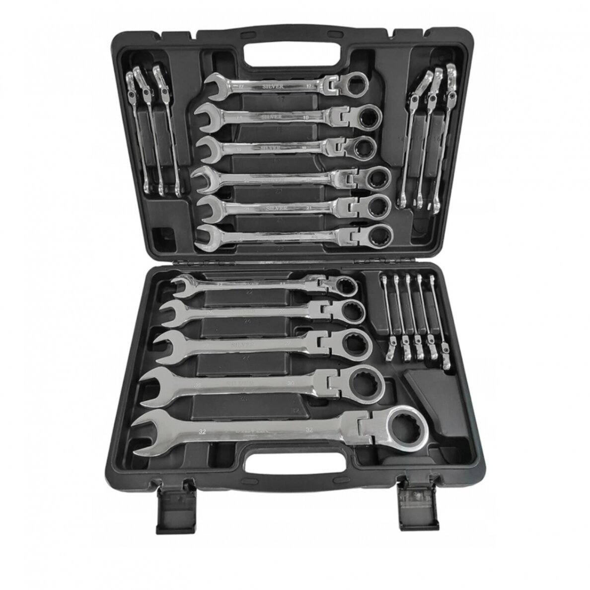 Raktų su terkšle rinkinys 22vnt. (6-32mm) Raktų su terkšle rinkinys 22vnt. (6-32mm)