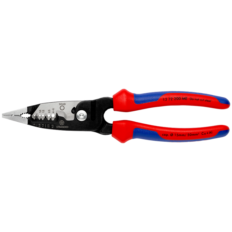Replės elektros instaliacijos darbams daugiafunkcinės 200mm KNIPEX Replės elektros instaliacijos darbams daugiafunkcinės 200mm KNIPEX