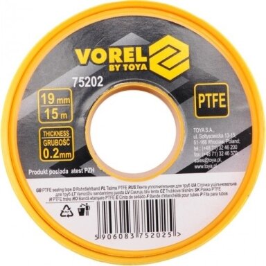 Santechninė sandarinimo juosta PTFE 19mm x 15m