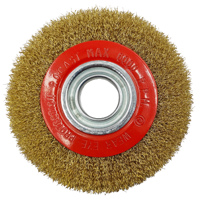 Šepetys vielinis disko tipo, plokščias, garbanotas, 300x32mm Šepetys vielinis disko tipo, plokščias, garbanotas, 300x32mm