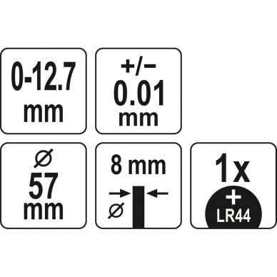 Skaitmeninis indikatorius 0 - 12.7mm 4 Skaitmeninis indikatorius 0 - 12.7mm 4
