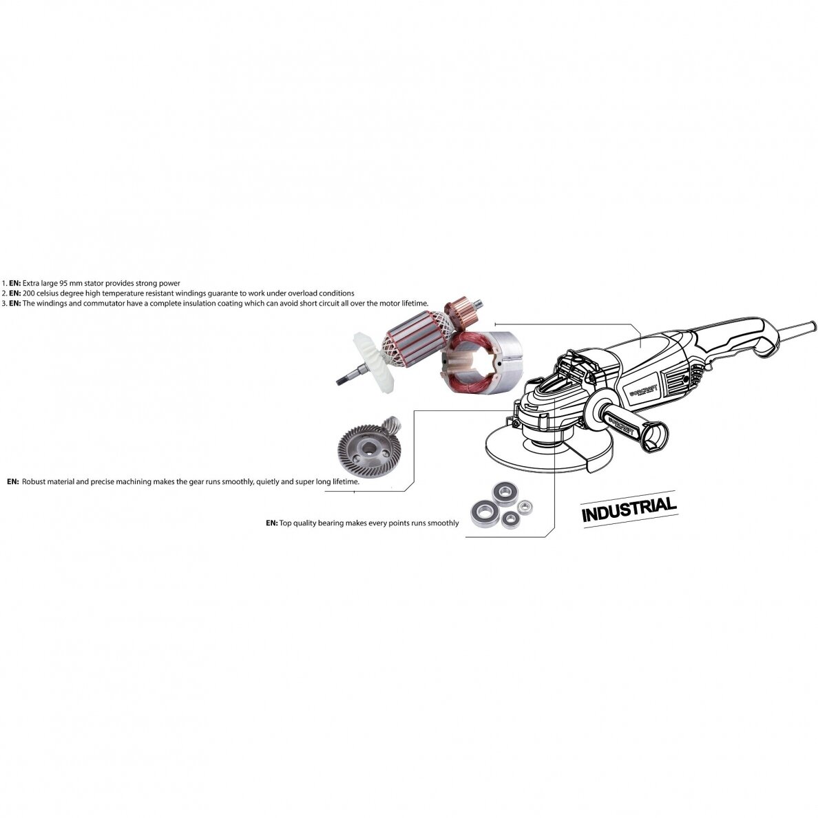 Šlifuoklis kampinis 230mm 2400W 5 Šlifuoklis kampinis 230mm 2400W 5