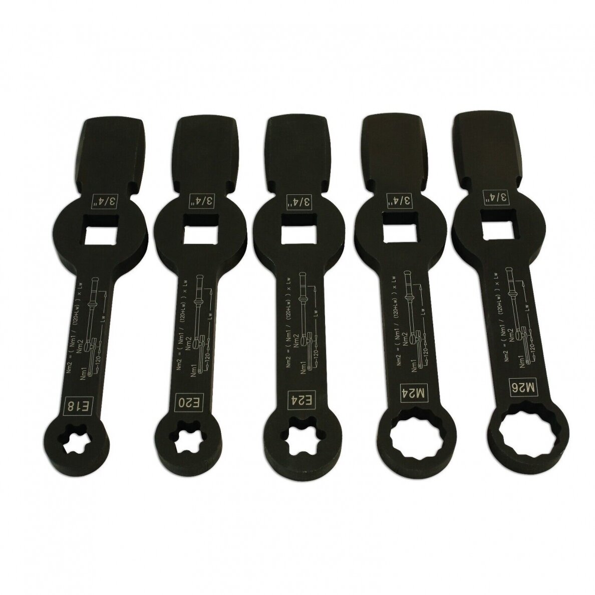 Smūginių veržliarakčių E-torx ir SPLINE rinkinys (5vnt) 1 Smūginių veržliarakčių E-torx ir SPLINE rinkinys (5vnt) 1