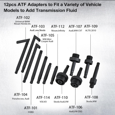 Stabdžių sistemos nuorinimo ir užpildymo įrenginys su ATF adapterių rinkinys 1