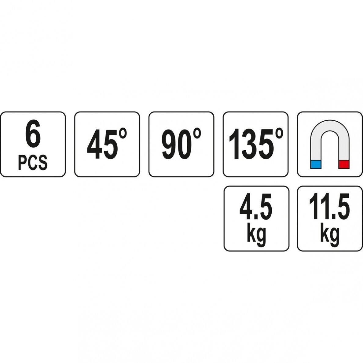 Suvirinimo kampų magnetinių rinkinys (6vnt)(45°-90°-135°) 2