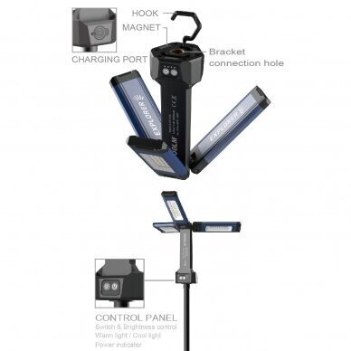 Šviestuvas COB (18W) su trikoju (įkraunamas) 2 Šviestuvas COB (18W) su trikoju (įkraunamas) 2