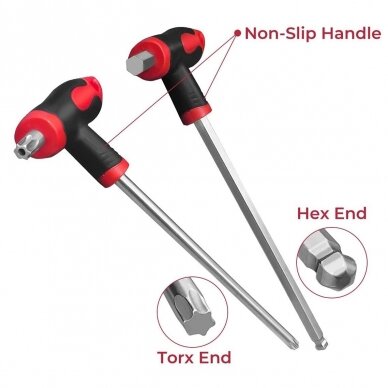 T-tipo šešiakampių raktų rinkinys TORX ir HEX (apvalia galvute) 16vnt. 1