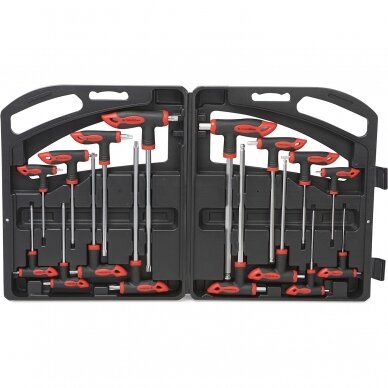T-tipo šešiakampių raktų rinkinys TORX ir HEX (apvalia galvute) 16vnt. T-tipo šešiakampių raktų rinkinys TORX ir HEX (apvalia galvute) 16vnt.