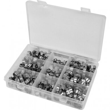 Užspaudžiamų sąvaržų rinkinys (170vnt)(6-21mm) 1 Užspaudžiamų sąvaržų rinkinys (170vnt)(6-21mm) 1