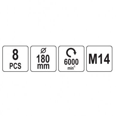 Valymo-poliravimo rinkinys 180mm, M14 8vnt. 3 Valymo-poliravimo rinkinys 180mm, M14 8vnt. 3