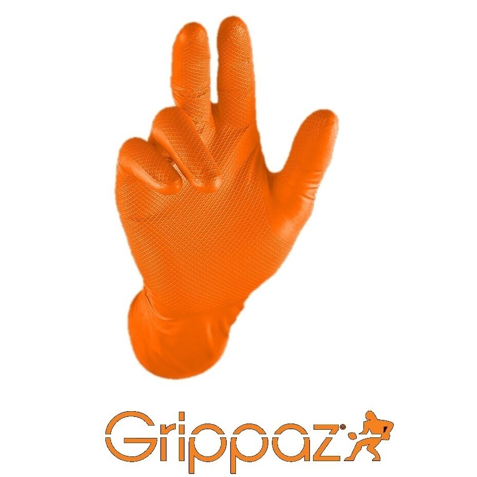 Vienkartinės pirštinės nitrilinės Grippaz M-Safe 246OR 1 Vienkartinės pirštinės nitrilinės Grippaz M-Safe 246OR 1