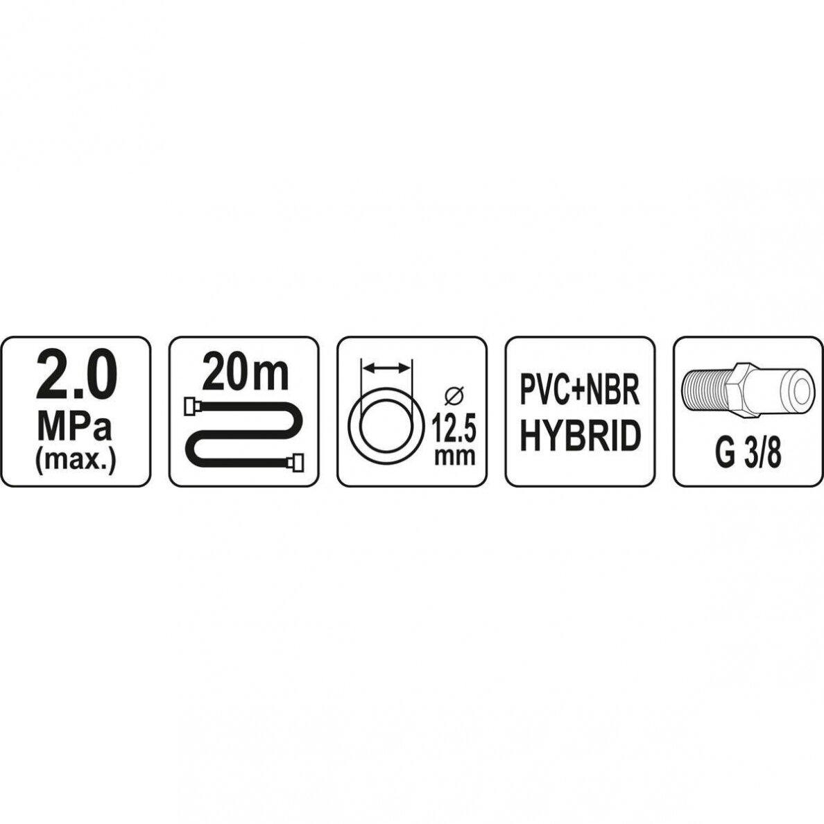 Žarna hibridinė su išoriniais sriegiais 3/8" (Ø12.5x17mm) 20m 1
