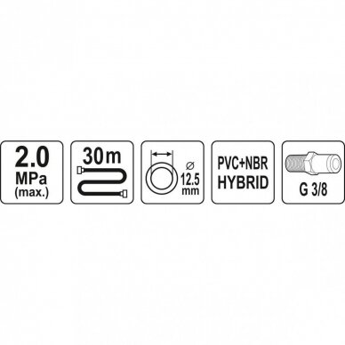 Žarna hibridinė su išoriniais sriegiais 3/8" (12.5x17mm) 30m 1 Žarna hibridinė su išoriniais sriegiais 3/8" (12.5x17mm) 30m 1