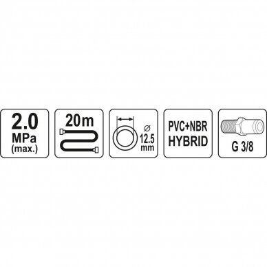 Žarna hibridinė su išoriniais sriegiais 3/8" (Ø12.5x17mm) 20m 1